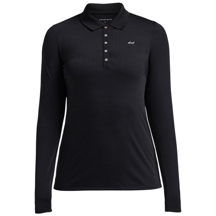 Solid Long Sleeve Golf Polo Shirt Black 